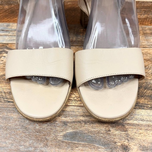 VINCE Josslyn Nude Leather Wooden Block Heel Sandals Ankle Strap Women's 8.5 - Picture 5 of 10